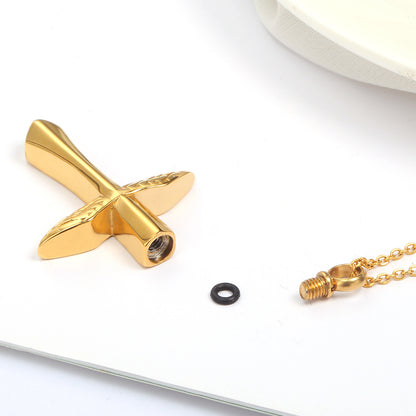 Bless Cross Wing Ashes Necklace | Cross Necklace That Holds Ashes