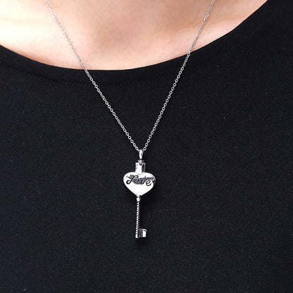 Love Heart Key Ashes Necklace | Key Shaped Cremation Necklace