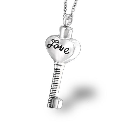 Love Heart Key Ashes Necklace | Key Shaped Cremation Necklace