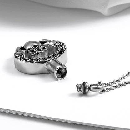 Silver Love The Crown Ashes Necklace | Necklace for Ashes Heart