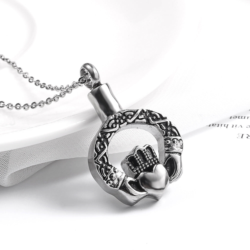Silver Love The Crown Ashes Necklace | Necklace for Ashes Heart