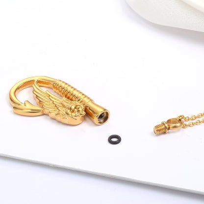 Wing Fish Hook Cremation Perfume Necklace | Wing Fish Hook Urn Necklace