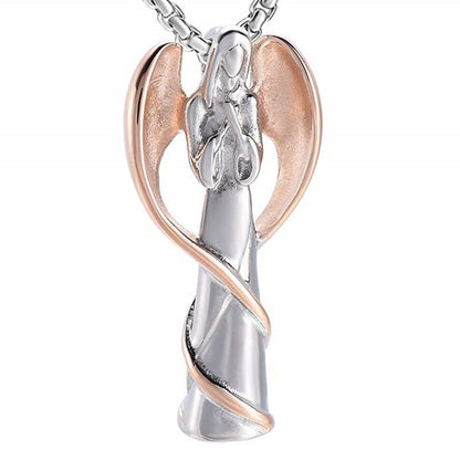 Titanium Steel Spellcaster Angel Urn Necklace Angel Shaped Cremation Pendants | Angel Ashes Necklace