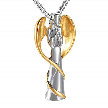 Titanium Steel Spellcaster Angel Urn Necklace Angel Shaped Cremation Pendants | Angel Ashes Necklace