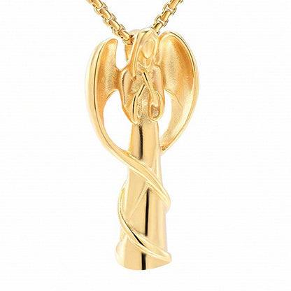Titanium Steel Spellcaster Angel Urn Necklace Angel Shaped Cremation Pendants | Angel Ashes Necklace