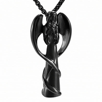 Titanium Steel Spellcaster Angel Urn Necklace Angel Shaped Cremation Pendants | Angel Ashes Necklace
