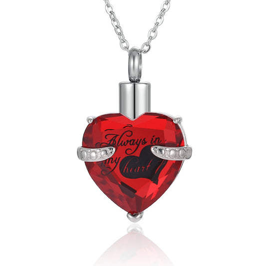 Always in My Heart Birthstone Urn Necklace Perfume Pendant | Always in My Heart Birthstone Ashes Necklace