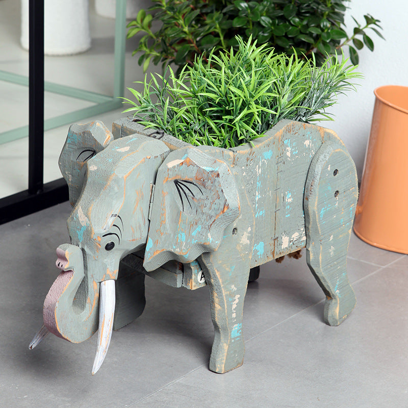 Elephant Wooden Plant Stand