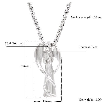 Titanium Steel Spellcaster Angel Urn Necklace Angel Shaped Cremation Pendants | Angel Ashes Necklace