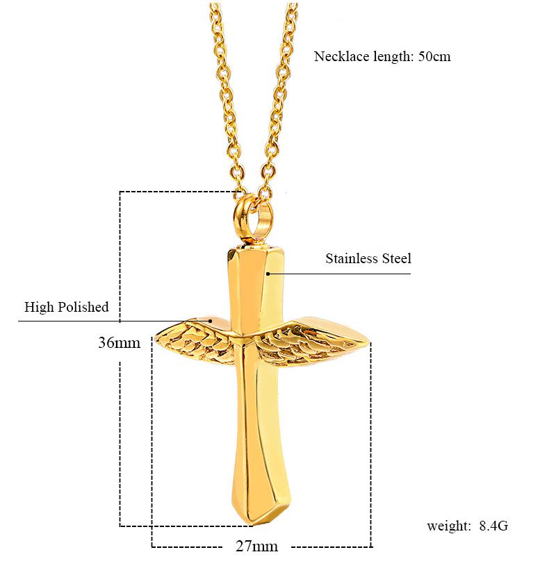 Bless Cross Wing Ashes Necklace | Cross Necklace That Holds Ashes