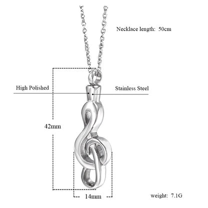 Musical Note Ashes Necklace | Musical Note Cremation Necklaces