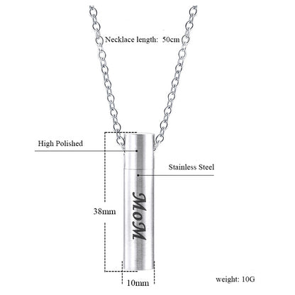 Column Urn Necklace Dad Mom Tube Parent Cremation Pendants | Urn Necklace for Mom