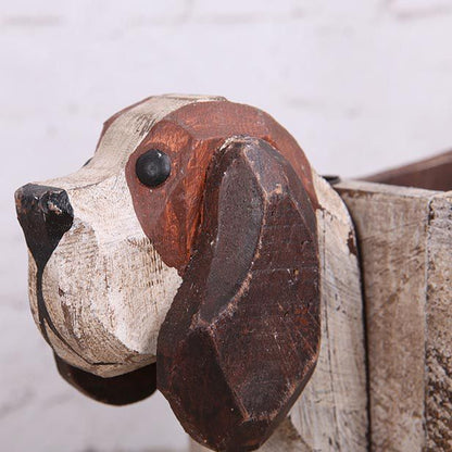 Wood Dog Planter | Wooden Dog Planter